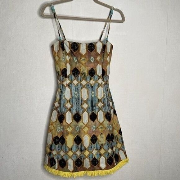 NWOT Christian Lacroix Multicolor Linen Blend Sleeveless Mini Dress Size Small - Picture 1 of 14